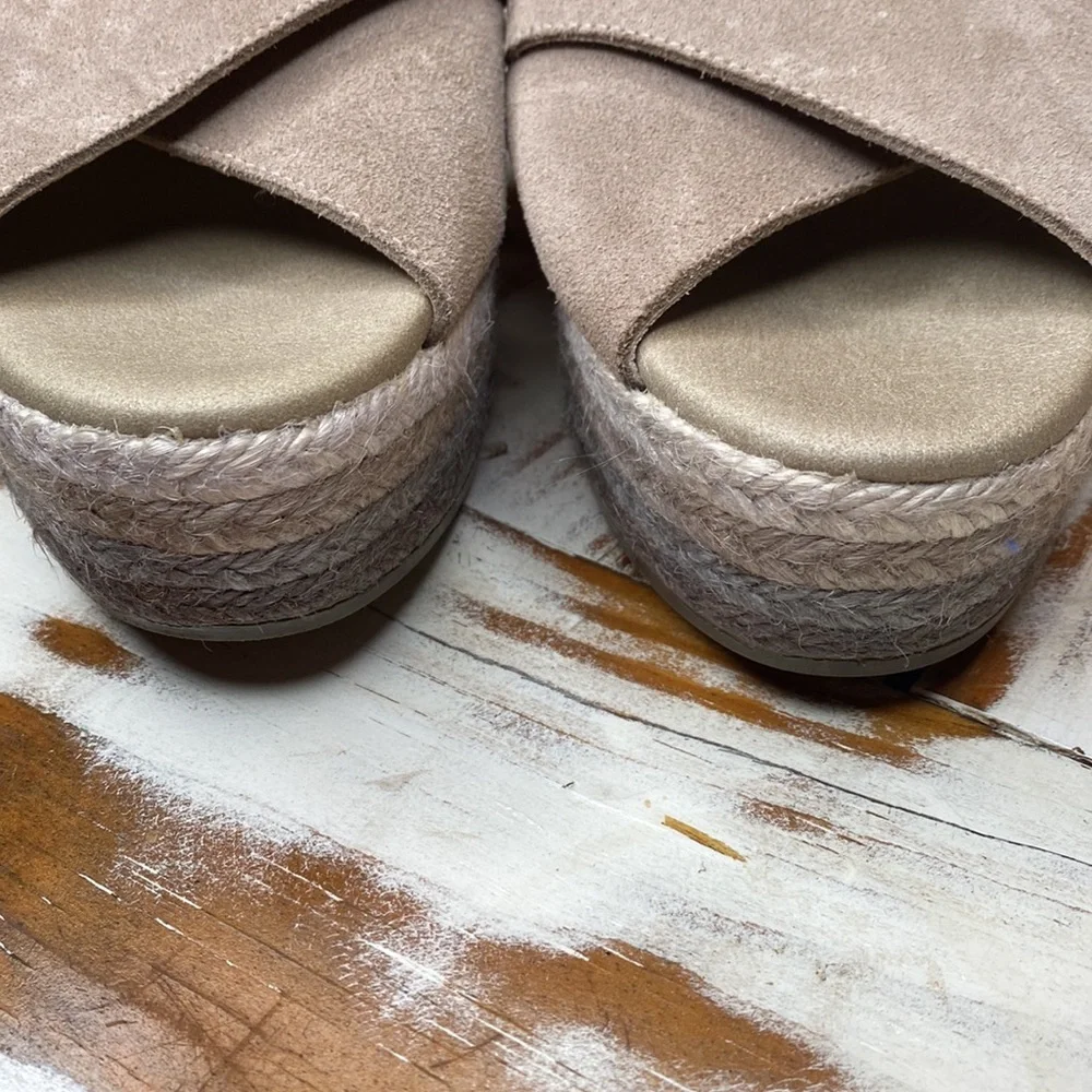 Paseart Espadrille Suede Slip-On Platform Sandal Size 8 Excellent Condition